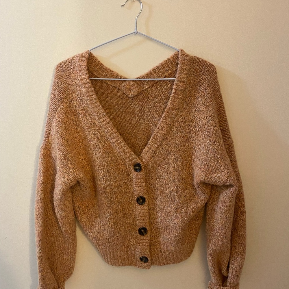 Cozy Tan Button-Up Women's Sweater